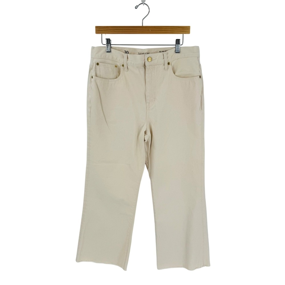J.Crew 84 Kick Out Jeans Cream High Rise Raw Hem Size 30 Neutral Coastal Capsule